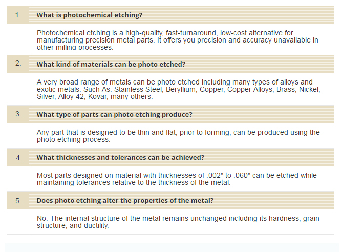 photo etching faq